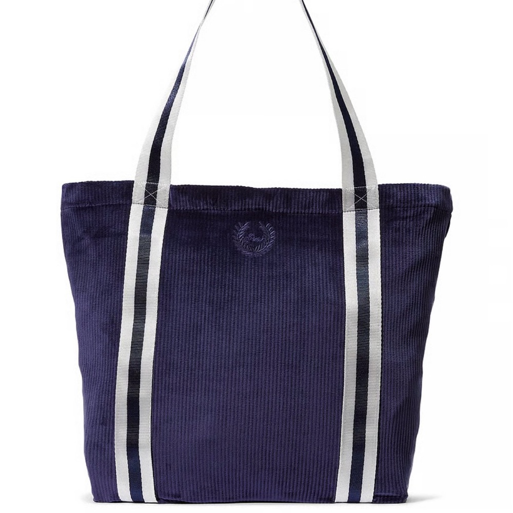 NWT Victoria’s Secret PINK blue velour ribbed tote bag.